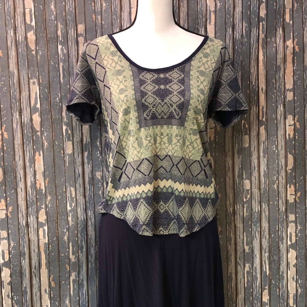 Lucky Brand Aztec Style Blue / Green Top